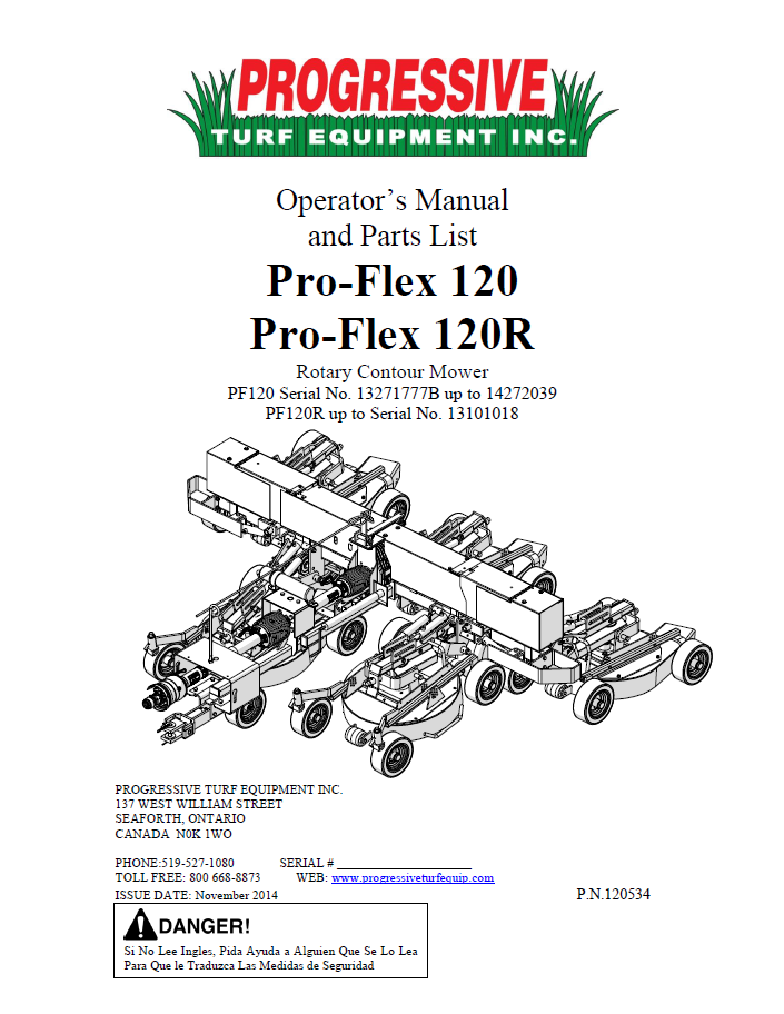 Pro-Flex 120 Operator’s/Parts Manual – Serial #13271777 To #14272039
