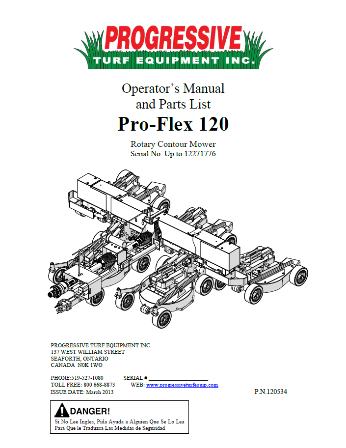Pro-Flex 120 Operator’s/Parts Manual – Up To Serial #12271776