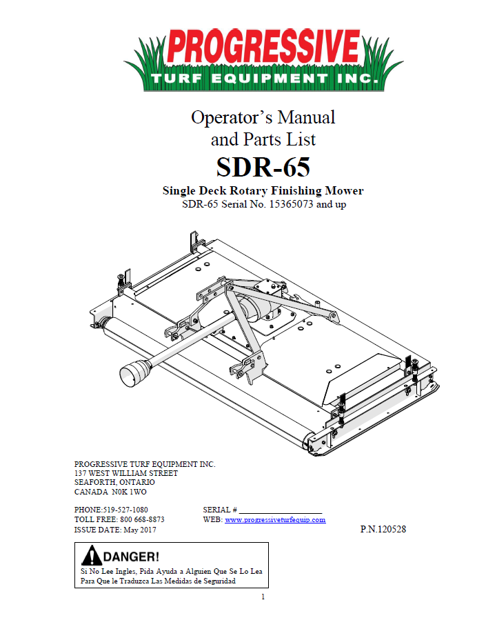 SDR-65 Operator’s/Parts Manual – Serial #15365073 To Current