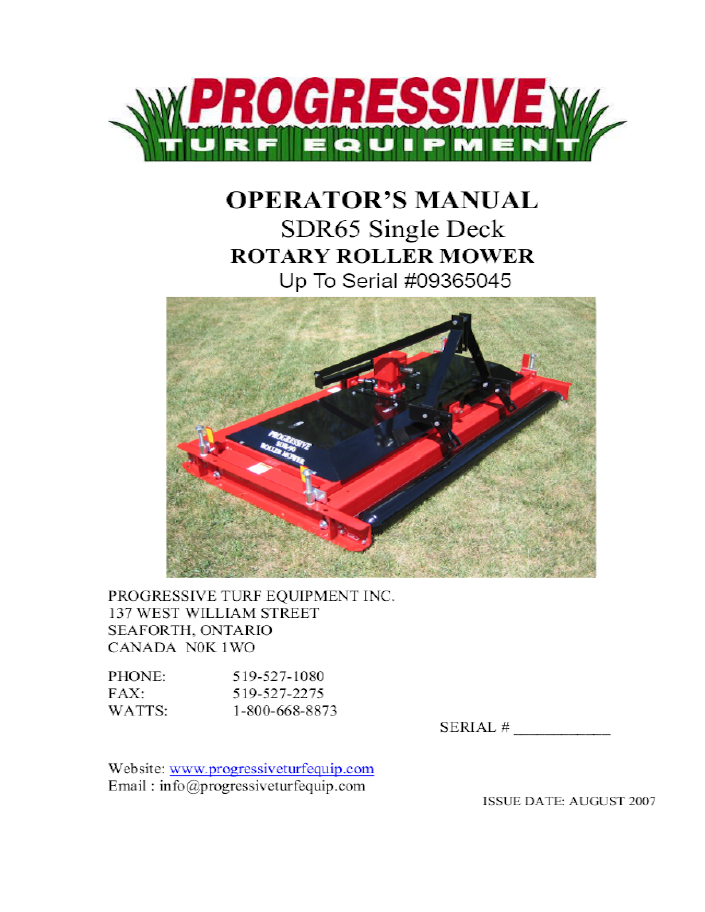 SDR-65 Operator’s/Parts Manual – Up To Serial #09365045