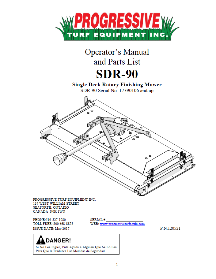 SDR-90 Operator’s/Parts ManualSerial #17390106 To #19390123
