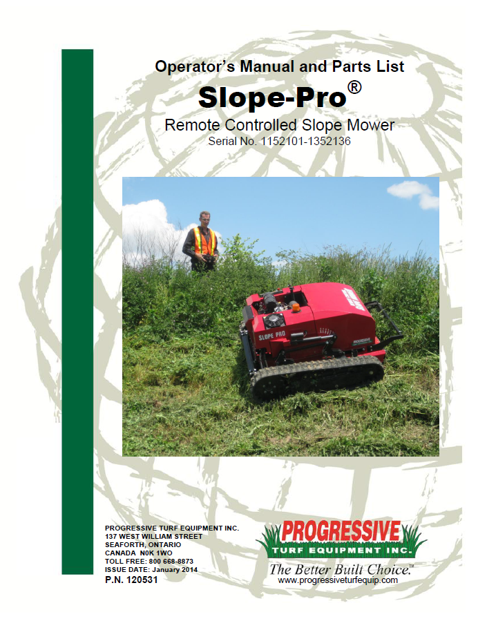 Slope-Pro Operator’s/Parts ManualSerial #1152101 To #1352136
