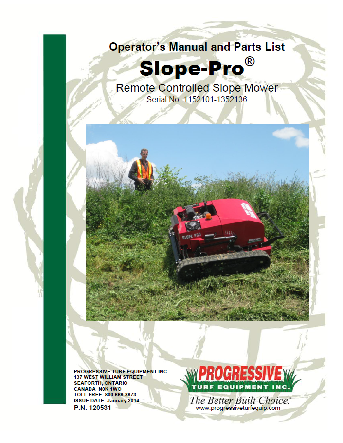 Slope-Pro Operator’s/Parts Manual – Serial #1152101 To #1352136