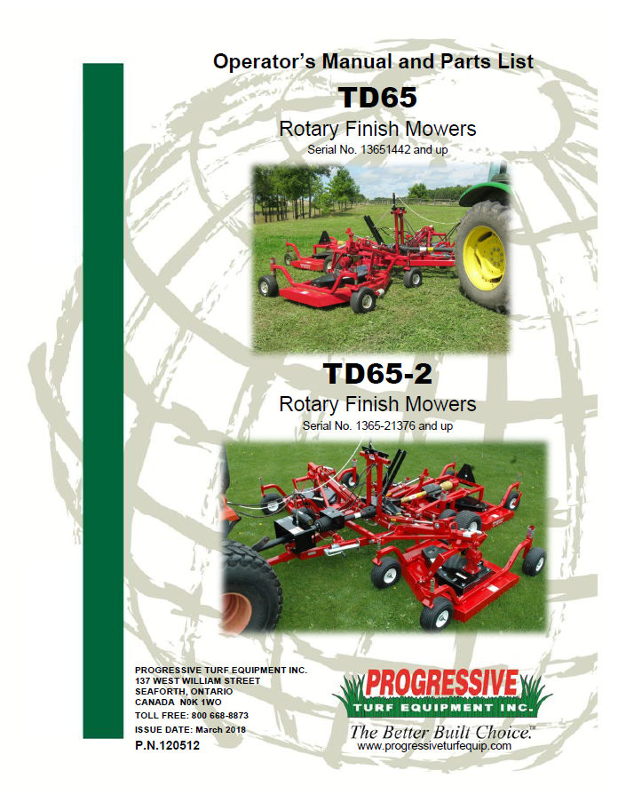 TD65-2 Operator’s/Parts ManualSerial #1365-21376 to Current