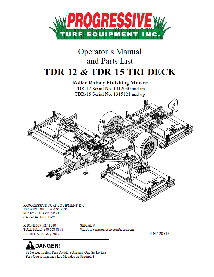 TDR-12 Operator’s/Parts Manual – Serial #1312030 to Current