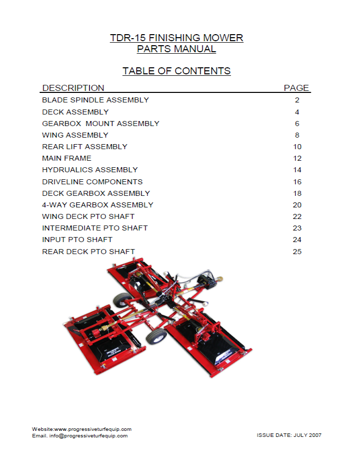 TDR-15 Operator’s/Parts Manual – Serial #0767001 To #0867037