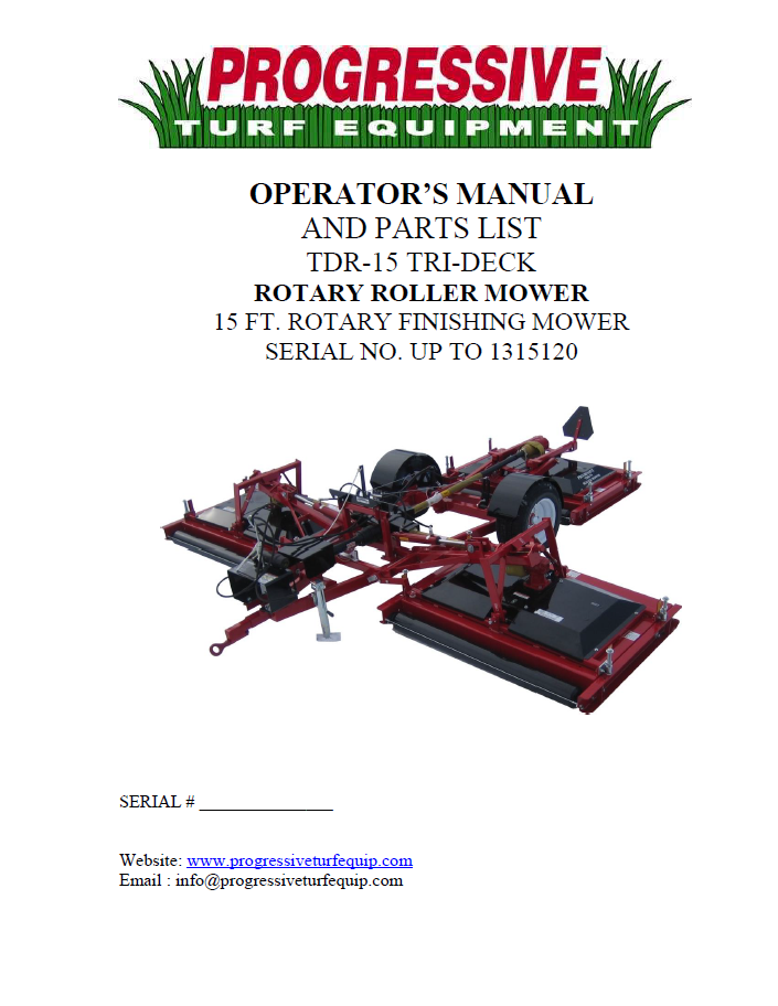 TDR-15 Operator’s/Parts Manual – Serial #0915001 To #1315120