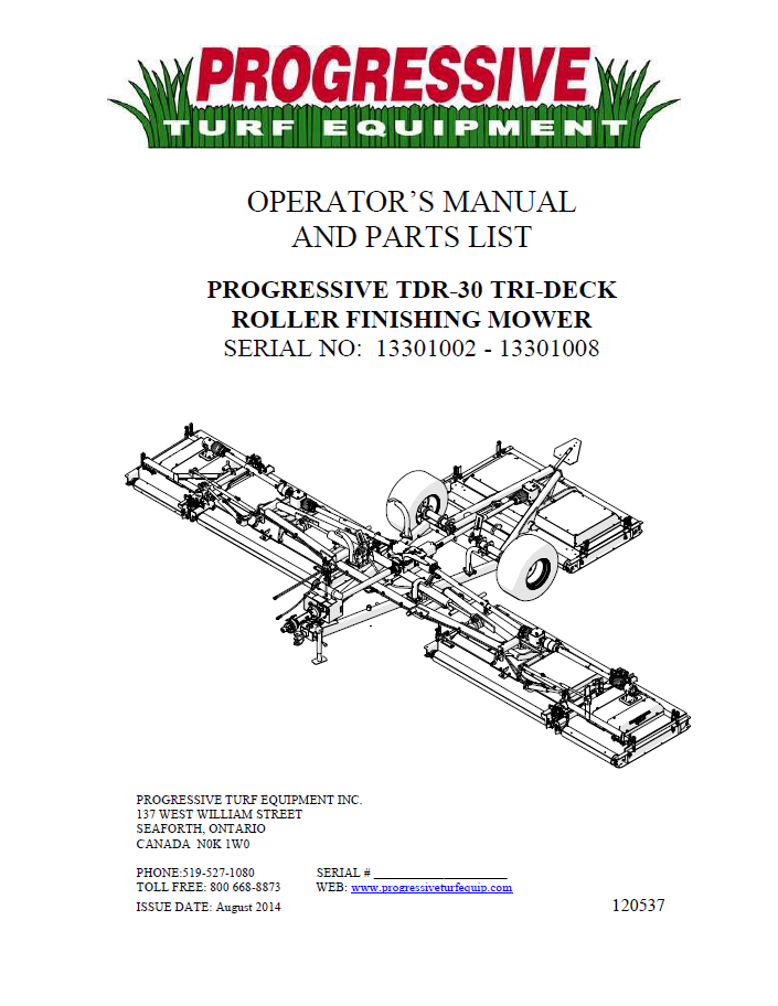 TDR-30 Operator’s/Parts ManualSerial #13301002 To 13301008