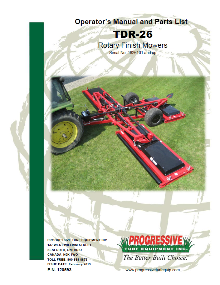 TDR-26 Operator’s/Parts Manual – Serial #1826101 to Current