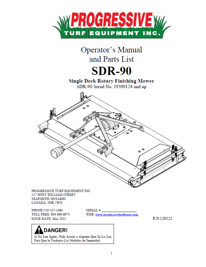 SDR-90 Operator’s/Parts Manual – Serial #19390124 to Current