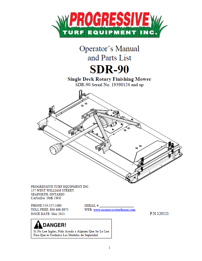 SDR-90 Operator’s/Parts ManualSerial #19390124 to Current