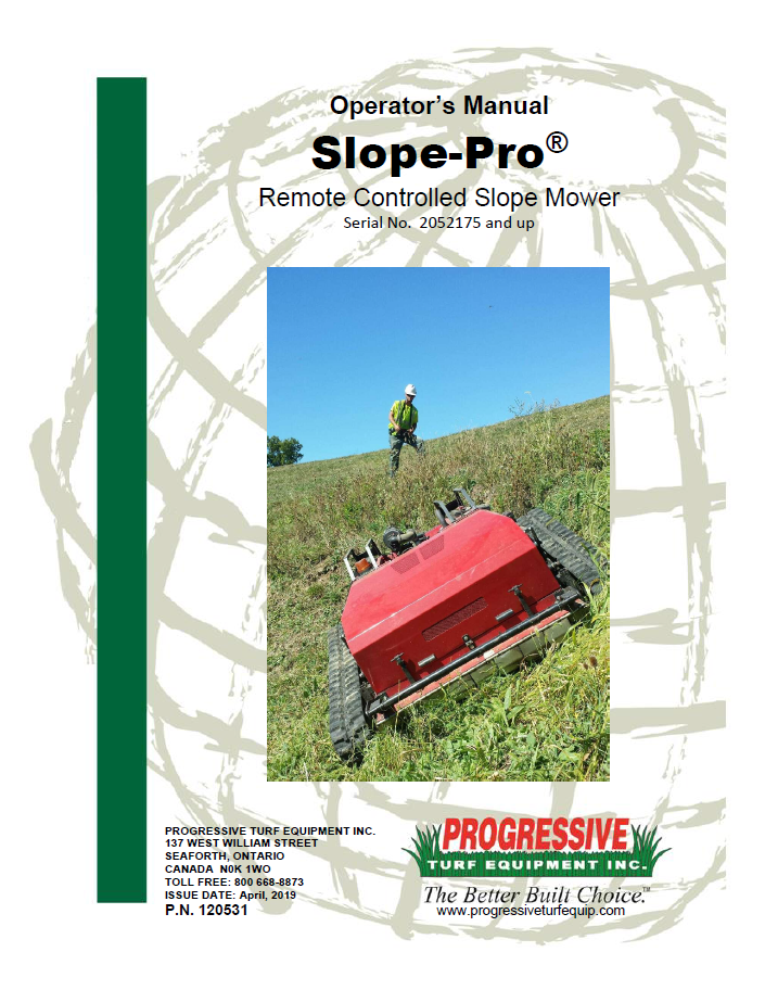 Slope-Pro Operator’s/Parts Manual Serial #2052175 to Current