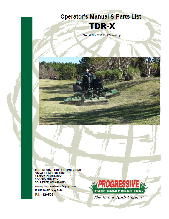 TDR-X Operator’s/Parts Manual Serial #20111003 to Current