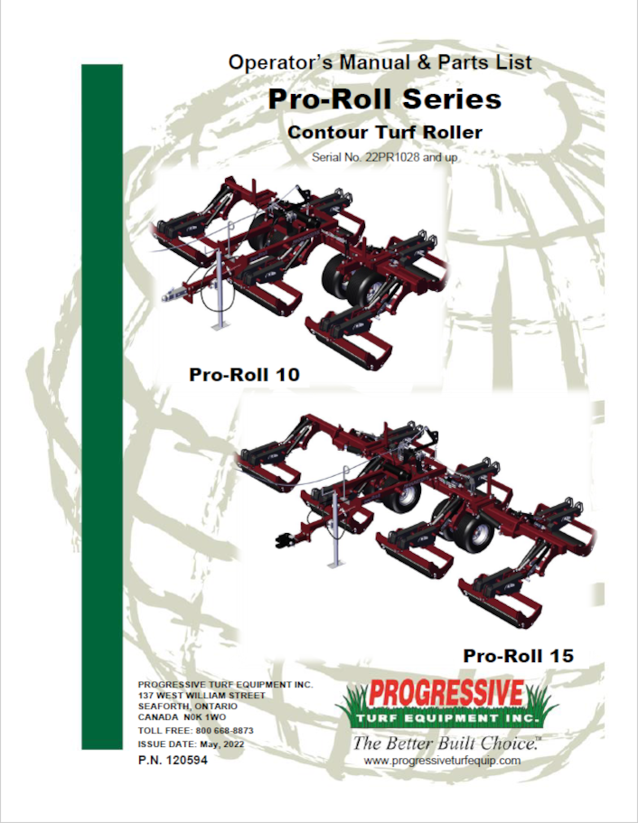 Pro-Roll Operator’s/Parts Manual – Serial #22PR1028 To #22PR1032