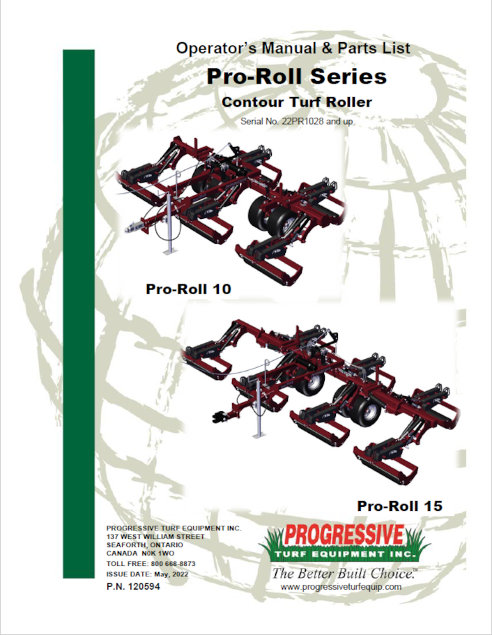 Pro-Roll Operator’s/Parts ManualSerial #22PR1028 To #22PR1032